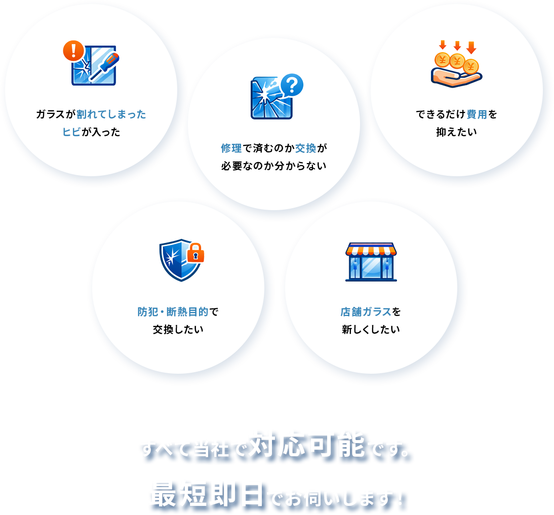 ガラス交換・お悩み・即日対応